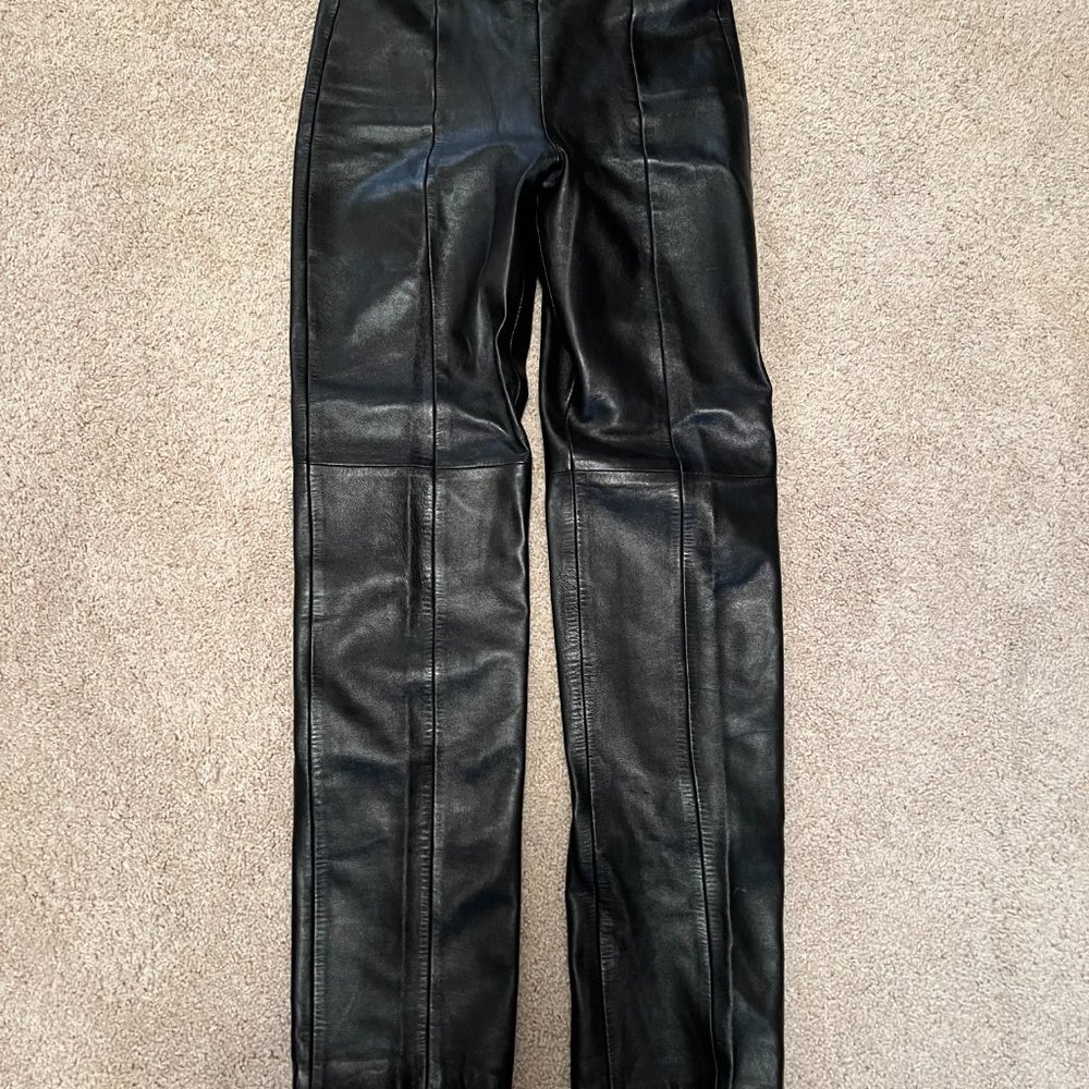 North Beach Michael Hoban Genuine High Rise Black Leather Pants size 4
